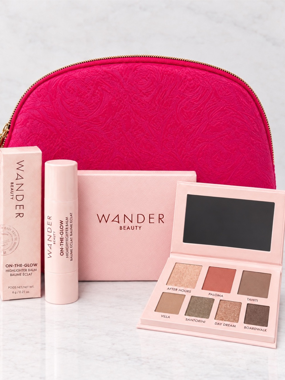🆕 3 Piece Beauty Bundle-Face & Eyeshadow Palette, Blush & Highlighter Stick, Bag